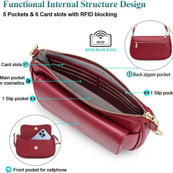 Brand New Small Vegan Crossbody Wine Handbag - Picture 4 of 11